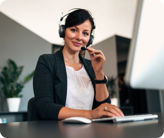 Professional customer service representative helping clients remotely